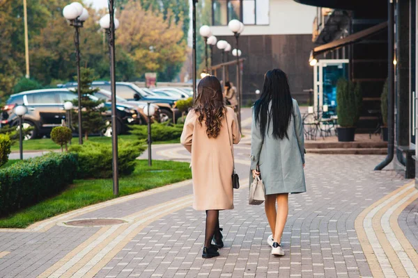 Modische Frauen Die Auf Der Stadtstraße Spazieren Gehen Damenmode Lifestyle — Stockfoto