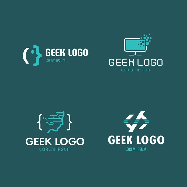 Geek Logo Programátoři Ikona — Stockový vektor