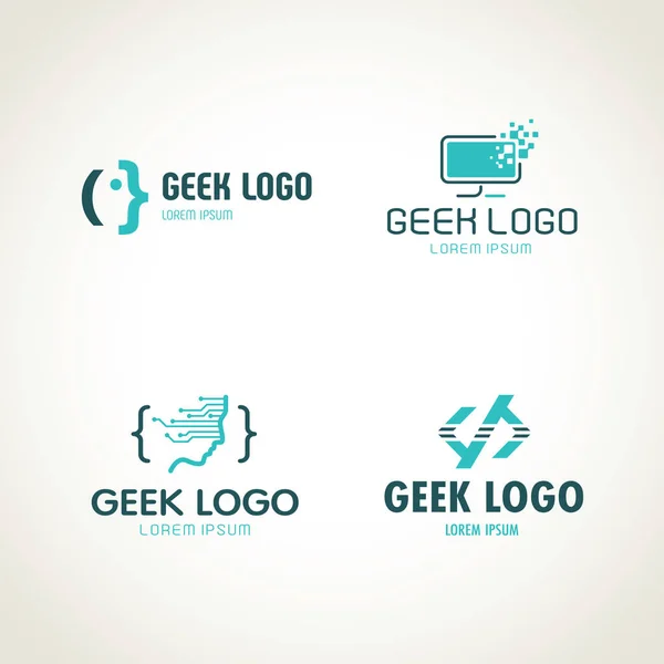 Geek Logo Programmierer Symbol — Stockvektor