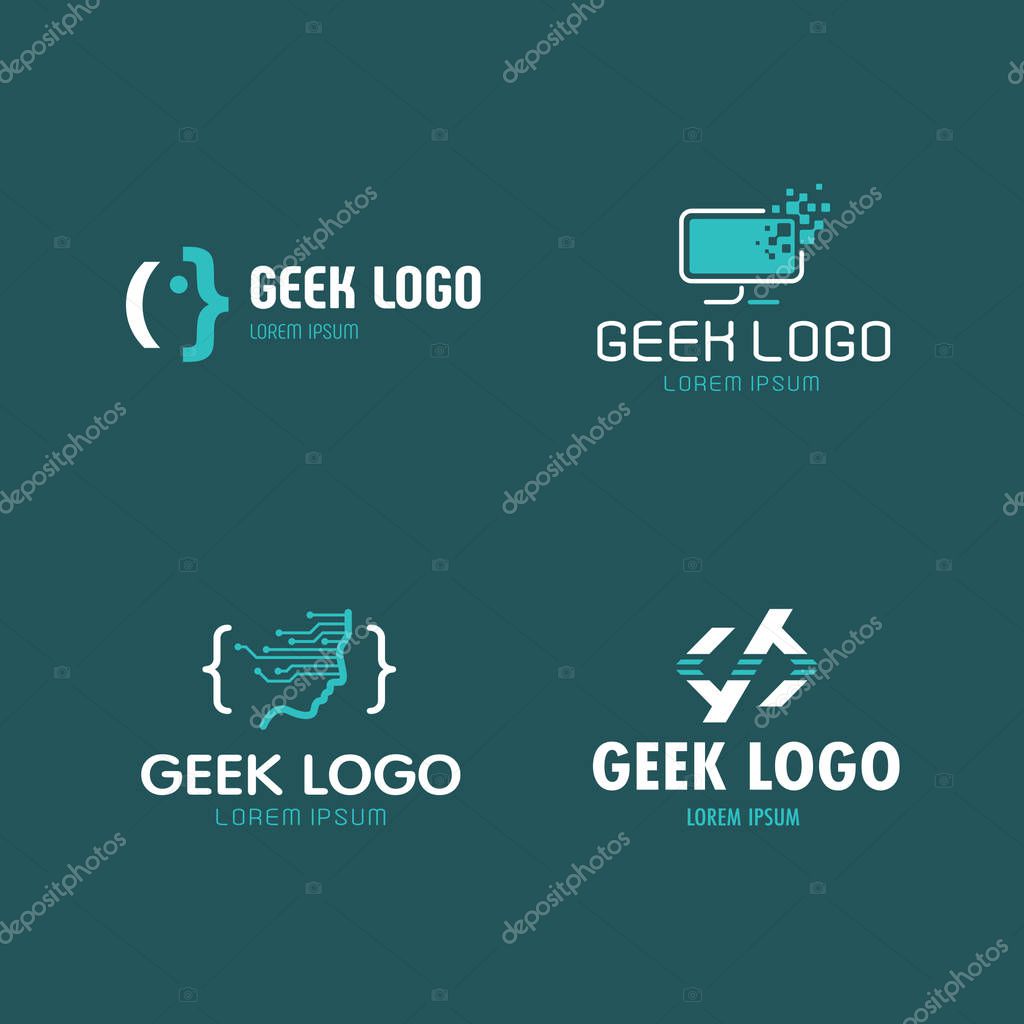 Geek logo. Programmers icon