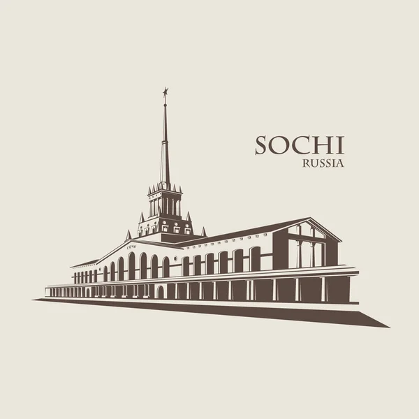 Russia Sochi Seaport Vector Architecture — Stock Vector