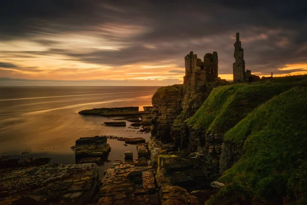 Château Sinclair Falaises Girnigoe Sur Côte Est Écosse Lever Soleil — Photo