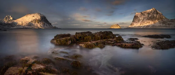 Haukland Beach Lofoten Norveç Yakınındaki Vikbukta — Stok fotoğraf