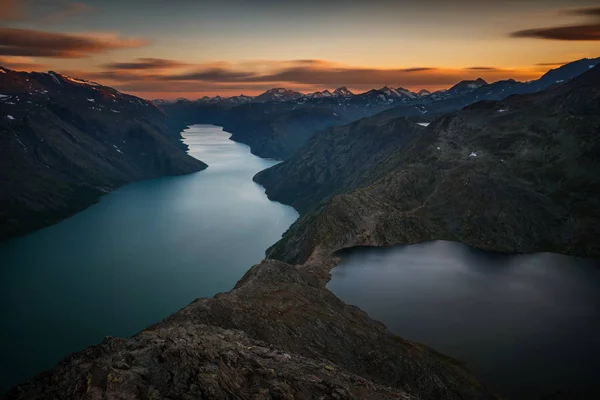 Besseggen Grzbiet Pomiędzy Sognefjordem Jeziora Bessvatnet Jotunheimen — Zdjęcie stockowe