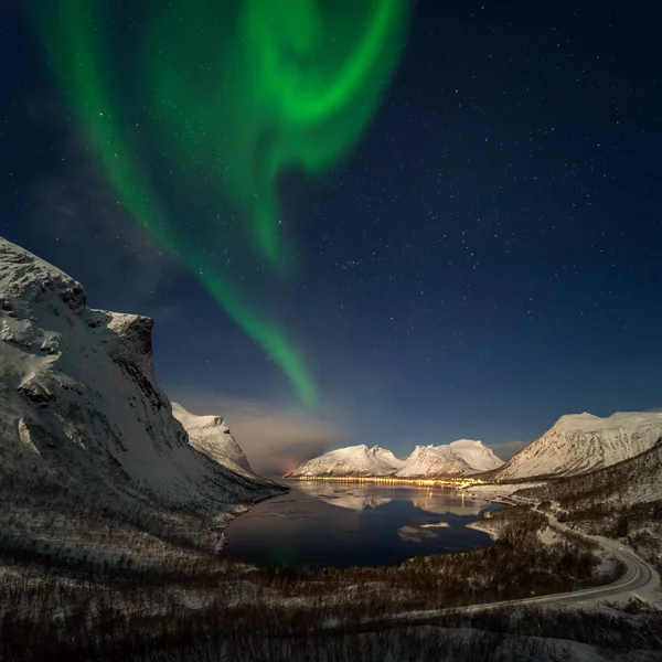 Bergsbotn aurora — Stockfoto