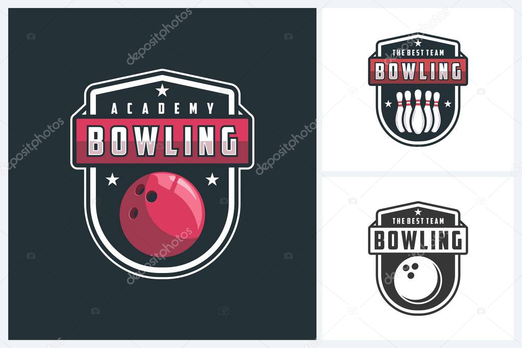 Bowling logo sport design template, bowling emblem vector, bowling tournament logo badge design vector illustration