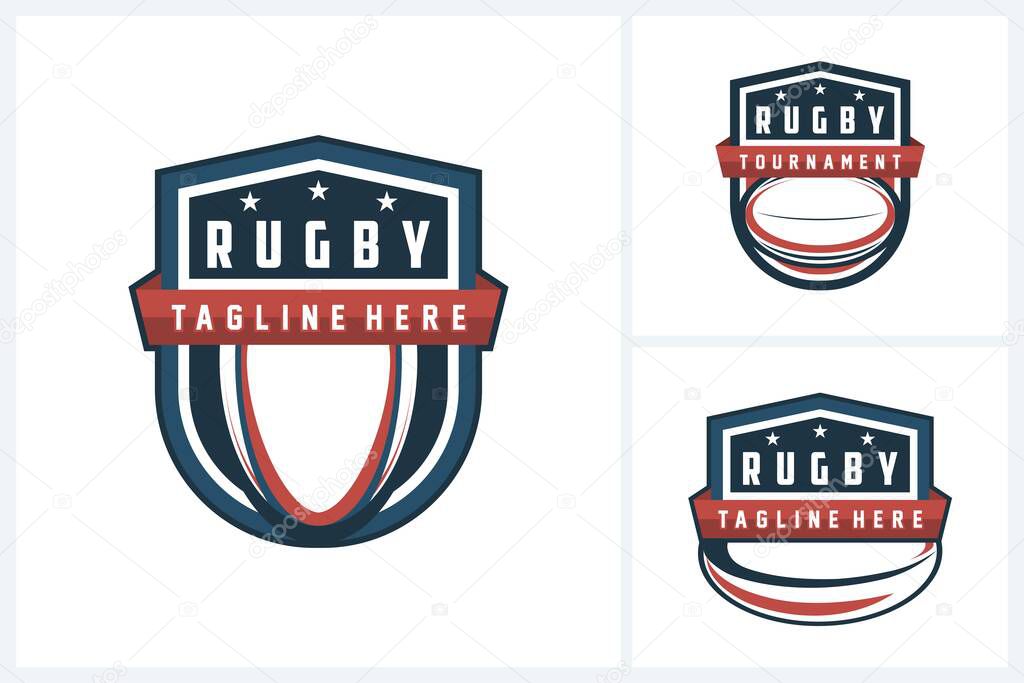 Rugby logo sport design template, rugby emblem vector, rugby tournament badge logo design vector illustration