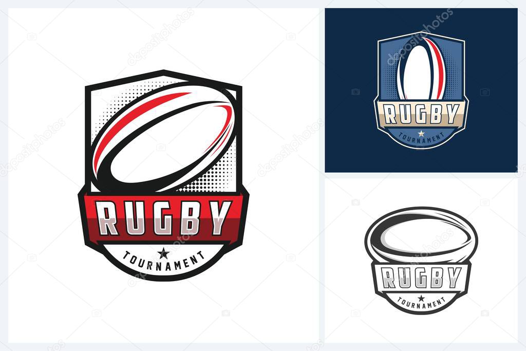 Rugby logo sport design template, rugby emblem vector, rugby tournament badge logo design vector illustration