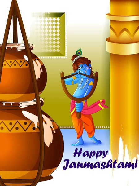 Lord Krishna Indian God Janmashtami Festivalen – stockvektor