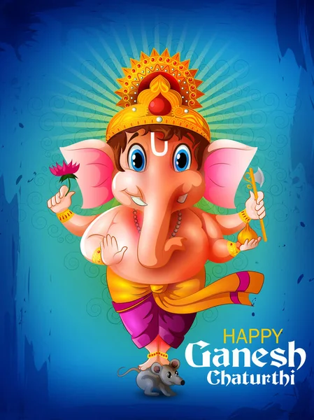 Happy Ganesh Chaturthi festival da Índia fundo com Lord Ganpati —  Vetores de Stock