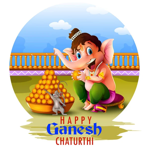 Happy Ganesh Chaturthi festival da Índia fundo com Lord Ganpati —  Vetores de Stock