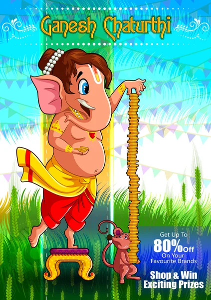 Hindistan arka plan Lord Ganpati ile satış promosyon reklam için mutlu Ganesh Chaturthi Festivali