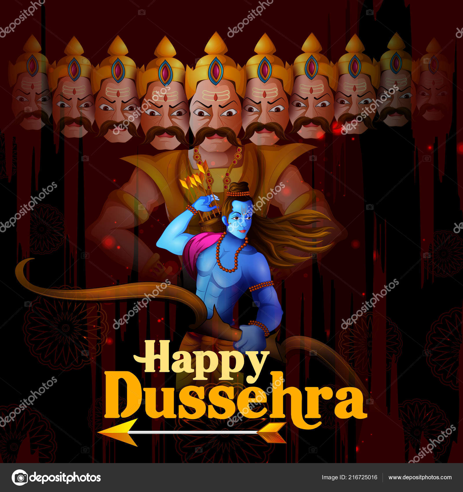 Lord Rama with demon Ravana in Happy Dussehra Navratri celebration India  holiday background Stock Vector Image by ©Vecton #216725016