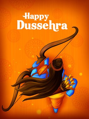 Lord Rama mutlu Dussehra Navratri kutlama Hindistan tatil arka plan. Vektör çizim