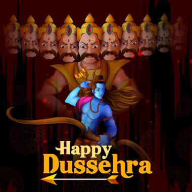 Tanrı Rama iblis Ravana mutlu Dussehra Navratri kutlama Hindistan tatil arka plan ile