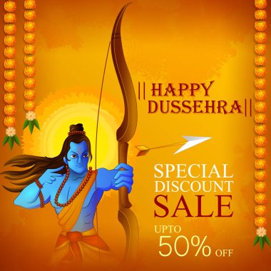 Tanrı Rama mutlu Dussehra Navratri kutlama Hindistan tatil reklam satış promosyon teklif arka plan