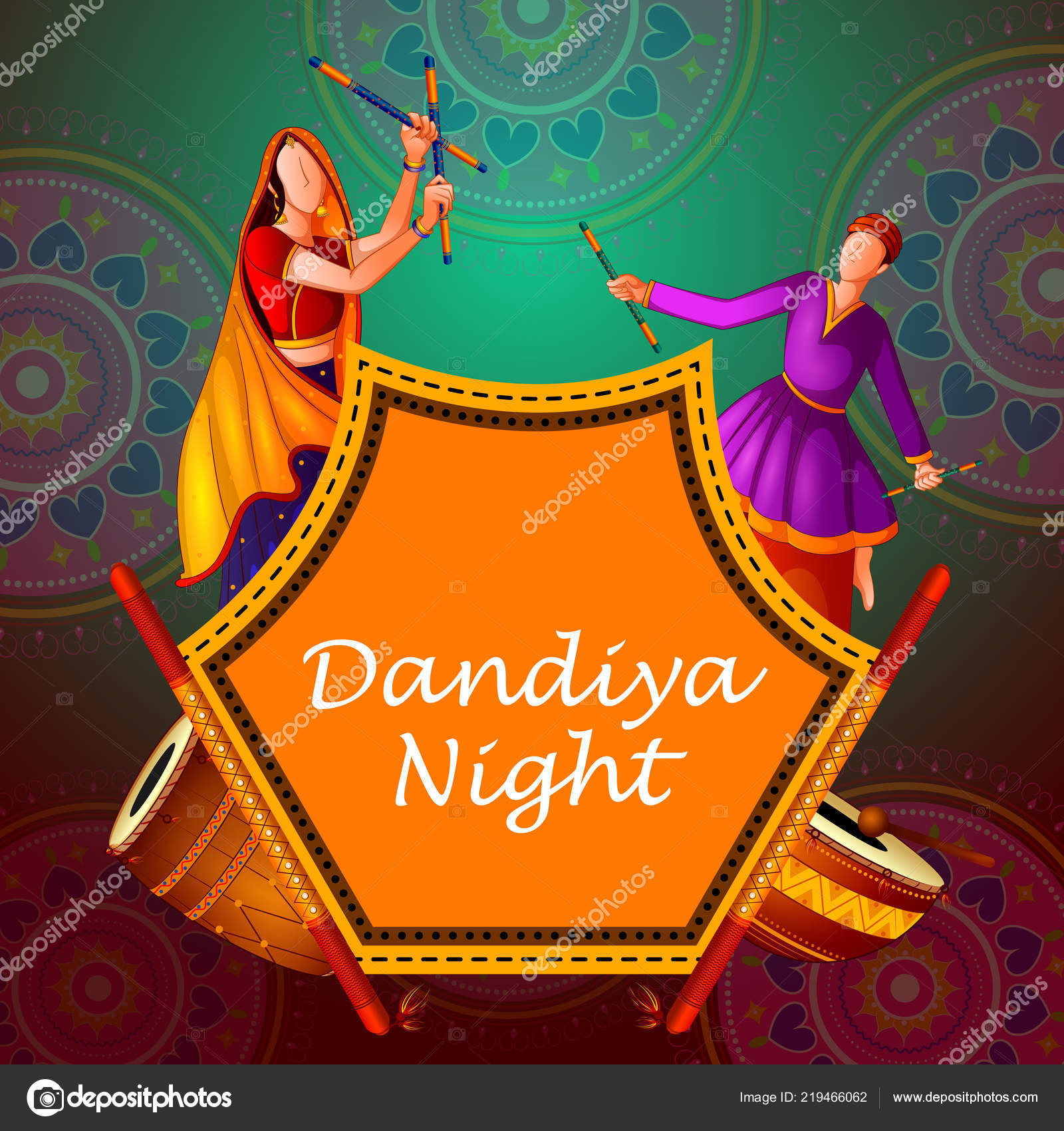 People playing traditional folk dance Garba on Dandiya night