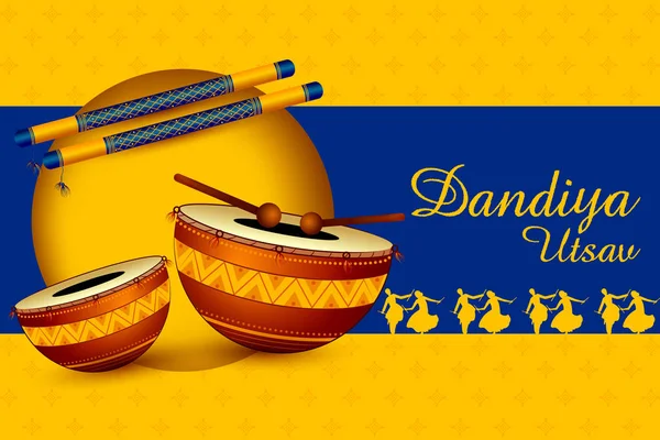 사람들이 전통적인 민속 무용 Garba Dandiya 밤 Navratri Dussehra 동안 축 하 연주 — 스톡 벡터