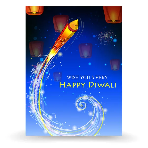 Firecracker sur Happy Diwali nuit célébrant vacances de l'Inde — Image vectorielle