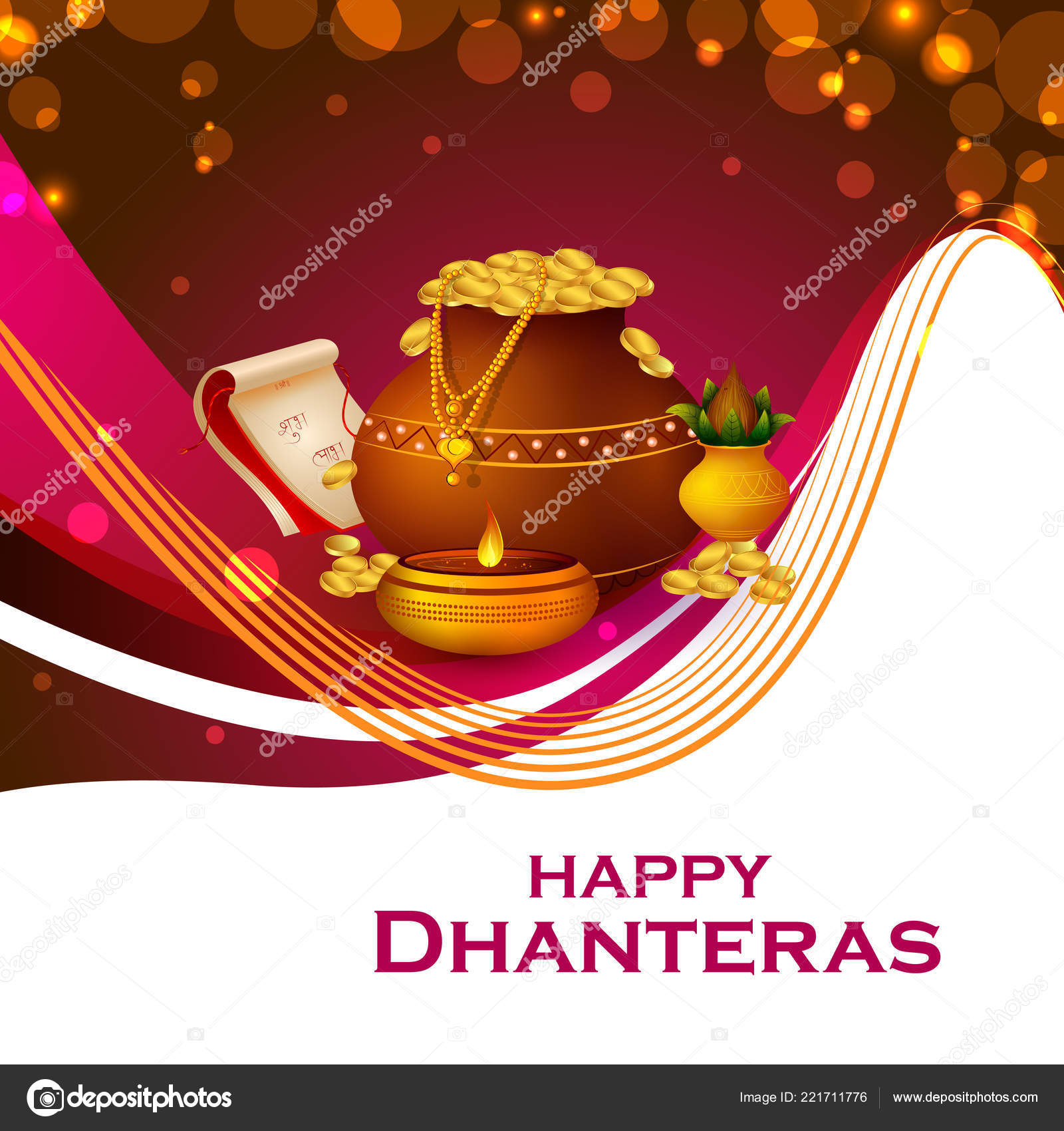 Inidan holiday of Happy Dhanteras during Diwali season for prosperity Stock  Vector Image by ©Vecton #221711776
