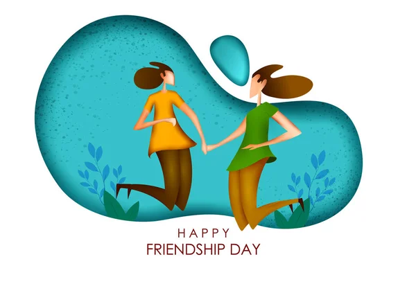 Les gens qui célèbrent Happy Friendship Day collage de la convivialité entre amis — Image vectorielle