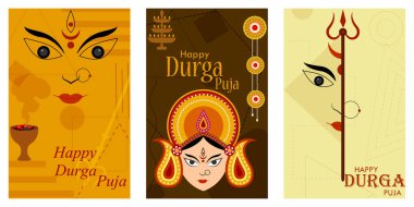 Mutlu Durga Puja festivali Hindistan tatil satış promosyon afiş arka plan