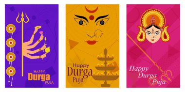 Mutlu Durga Puja festivali Hindistan tatil satış promosyon afiş arka plan