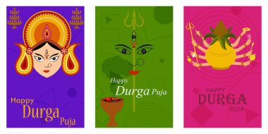 Mutlu Durga Puja festivali Hindistan tatil satış promosyon afiş arka plan