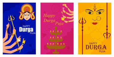 Mutlu Durga Puja festivali Hindistan tatil satış promosyon afiş arka plan