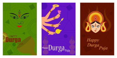 Mutlu Durga Puja festivali Hindistan tatil satış promosyon afiş arka plan