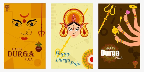 Feliz Durga Puja festival Índia férias venda promoção banner fundo — Vetor de Stock