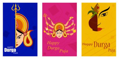 Mutlu Durga Puja festivali Hindistan tatil satış promosyon afiş arka plan