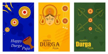 Mutlu Durga Puja festivali Hindistan tatil satış promosyon afiş arka plan