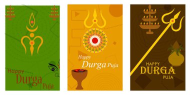 Mutlu Durga Puja festivali Hindistan tatil satış promosyon afiş arka plan