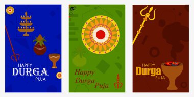 Mutlu Durga Puja festivali Hindistan tatil satış promosyon afiş arka plan