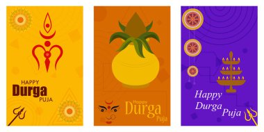 Mutlu Durga Puja festivali Hindistan tatil satış promosyon afiş arka plan