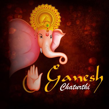 Hindistan arka plan Lord Ganpati ile mutlu Ganesh Chaturthi Festivali