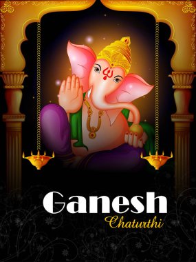 Hindistan arka plan Lord Ganpati ile mutlu Ganesh Chaturthi Festivali