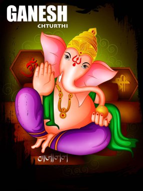 Hindistan arka plan Lord Ganpati ile mutlu Ganesh Chaturthi Festivali