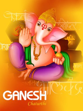 Hindistan arka plan Lord Ganpati ile mutlu Ganesh Chaturthi Festivali