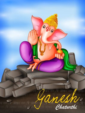 Hindistan arka plan Lord Ganpati ile mutlu Ganesh Chaturthi Festivali