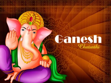 Hindistan arka plan Lord Ganpati ile mutlu Ganesh Chaturthi Festivali