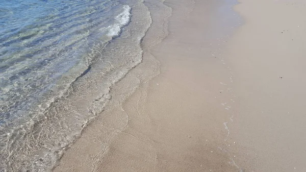 Vue Sur Mer Plage Avec Eau Bleue Sable Blanc — Photo