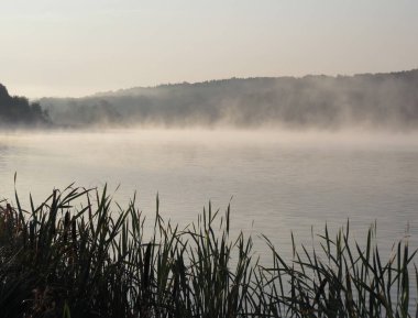 Lake Nastashka Ukrayna üzerinde yoğun bir sis