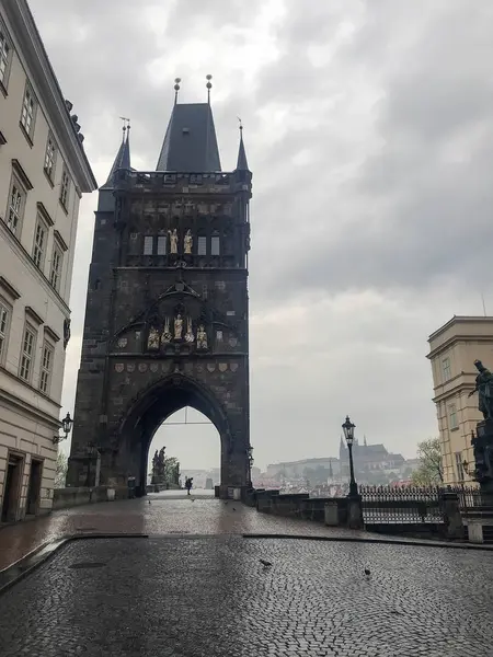 Praga Mattina Presto Piovoso Primavera — Foto Stock