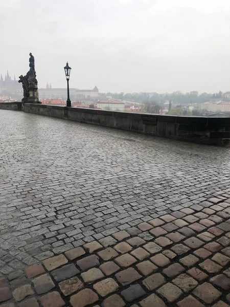 Praga Mattina Presto Piovoso Primavera — Foto Stock