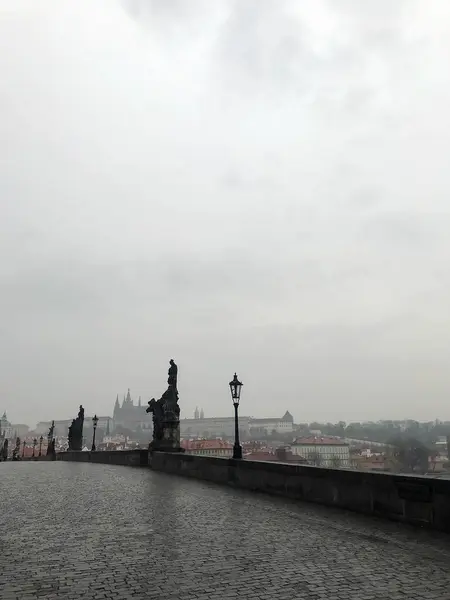 Praga Mattina Presto Piovoso Primavera — Foto Stock