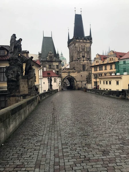 Praga Mattina Presto Piovoso Primavera — Foto Stock