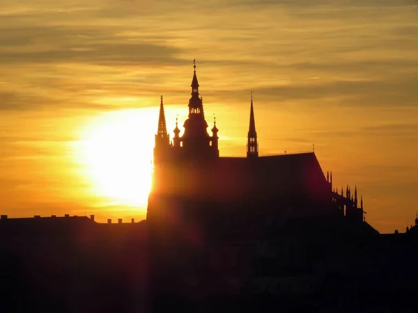 Výhledy Město Praha Při Západu Slunce — Stock fotografie