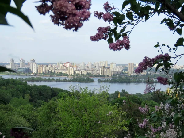 Weergaven Van Kiev Van Botanische Tuin Het Voorjaar — Stockfoto